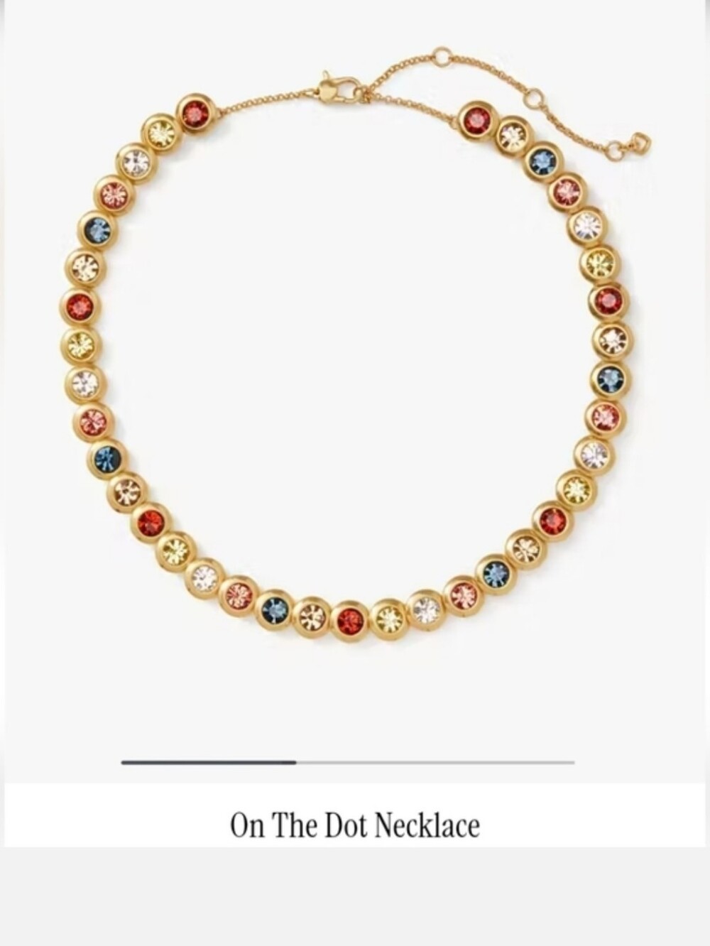 Kate Spade On The Dot Gold Multicolor Crystal Station Necklace Nwt - Picture 3 of 10